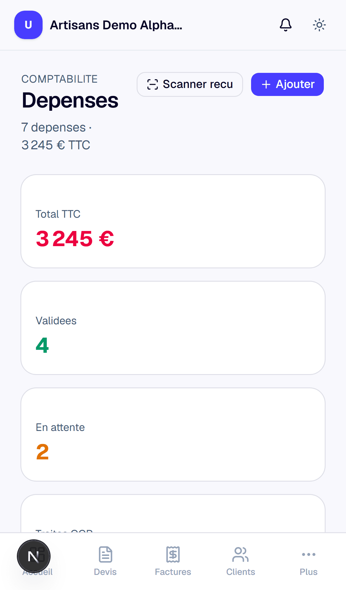 Dépenses OCR